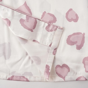 Vêtements de nuit en coton et élasthanne à imprimé cœur pour femmes, ensemble de pyjama à manches longues boutonnées, tissus respirants tissés - Product Image 4