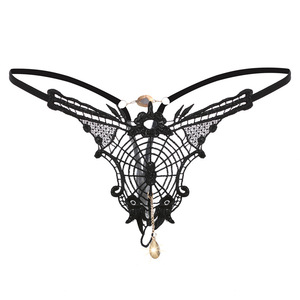 Vente en gros usine : Lingerie sexy pour femmes avec perles, broderies, string à entrejambe ouvert, taille basse, nœud, G-string, culotte perlée pour adultes - Product Image 3