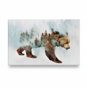 Bear Walking in Snow Canvas: Abstract Forest Print Art,<b>WRAPPED</b> CANVAS - Product Image 2