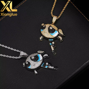 Hop Cartoon Flying Girls Pendant Brand Copper Inset Natural Zircon Unisex 18K Gold Plated 18inches Necklace Wholesale - Product Image 2