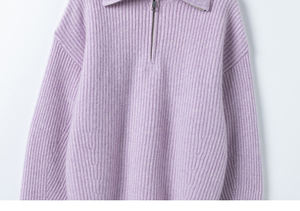 Femmes belle Pola fermeture éclair col lourd 100% pur <span class=keywords><strong>cachemire</strong></span> <span class=keywords><strong>pull</strong></span> tricoté pour automne hiver Style décontracté - Product Image 2