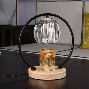 Lampe chauffe-cire en verre noir pour bougies parfumées, avec ampoules halogènes, hauteur réglable et commande sans fil, vente en gros - Product Image 1