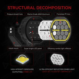Luces LED de Conducción de 7 Pulgadas, 160W, 10500LM, 1414M, OSRAM, Haz Combinado, DRL Ámbar, para F150 Raptor, 4Runner, Land Cruiser, Luz Antiniebla para Parachoques - Product Image 4