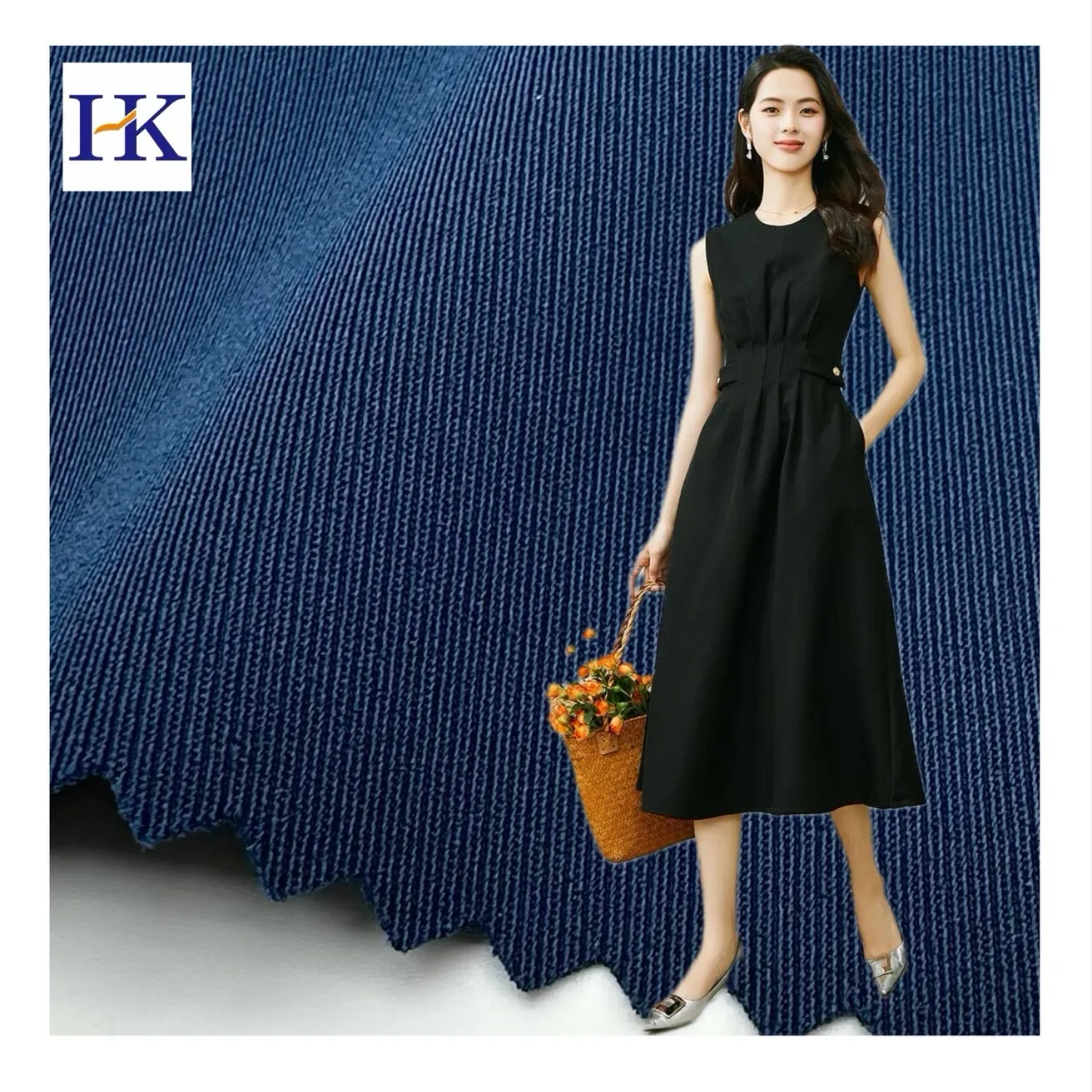 Yeni bükülmüş polyester dört taraflı elastik dimi kadın elbise geniş bacak pantolon dokuma kumaş