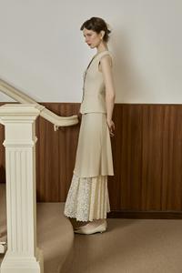 Gilet en dentelle brodée unie à simple boutonnage Vietnam MINE pour femmes, en tissu transparent avec un motif floral en dentelle KA47 - Product Image 2