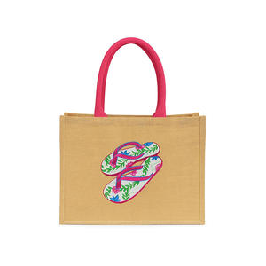 Bolsa de Compras Reutilizable Ecológica Personalizada al por Mayor, Tipo Tote de Yute con Diseño Tropical - Product Image 1