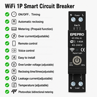 Disjoncteur intelligent WiFi 1-63A AC 80-300V à montage sur rail DIN avec compteur de puissance, surveillance de l'énergie, contrôle à distance Tuya et fonction minuterie