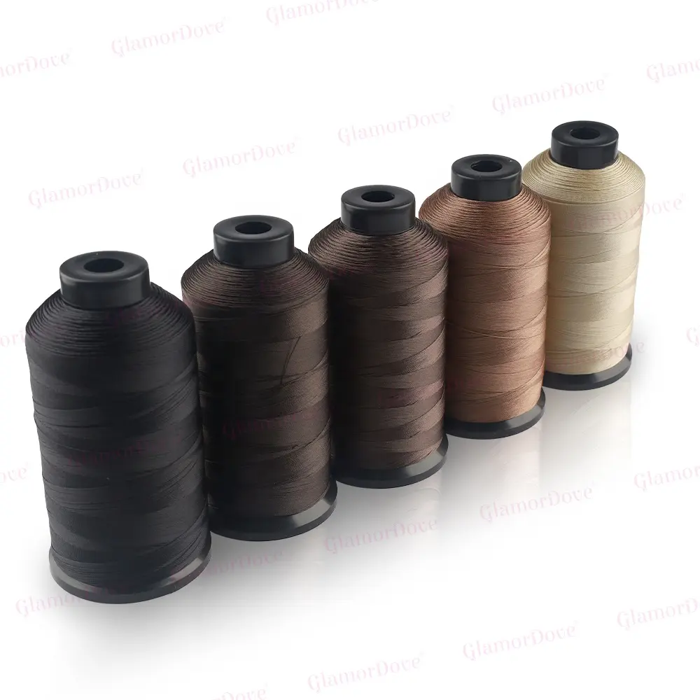 Custom Label 1500 Yards Bonded Nylon Hair Weaving Thread for Hair Extensions Wig Making Leather Denim Bag Repairing