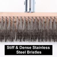 Brosse de pont en acier inoxydable Brosses de nettoyage en fil métallique pour patio, jardin, garage Brosse à récurer les sols avec manche long