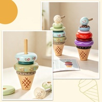 Juguete Educativo Montessori de Madera para Niños Pequeños, Torre de Conos de Helado y Donas Apilables, Anillos de Equilibrio, Bloques de Construcción Cognitivos
