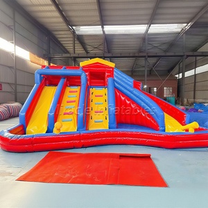 PVC scivoli d'acqua gonfiabili Combo doppia corsia di rimbalzo casa <span class=keywords><strong>castello</strong></span> di salto con piscina per schizzi e pistola a spruzzo per i bambini - Product Image 3