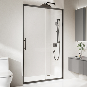 Panneau de douche coulissant élégant 48x72 pouces, verre trempé 1/4 pouce, réversible avec quincaillerie en acier inoxydable - Product Image 6