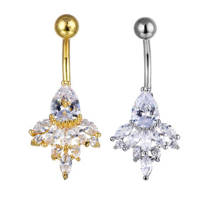<span class=keywords><strong>Piercing</strong></span> Sexy en acier inoxydable couleur or argent pour femmes et filles, anneau de ventre en Zircon CZ - Product Image 6