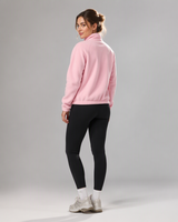 Veste polaire rose pour femme, entièrement zippée, col montant, chaude, pour l'automne et l'hiver, usage quotidien