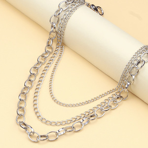 โซ่คล้องกางเกงแฟชั่นฮิปฮอป โลหะผสมสังกะสี ดีไซน์เรขาคณิตสามชั้น เครื่องประดับเอวสไตล์ลำลอง - Product Image 4