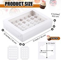 35 mini-boîtes à cupcakes biodégradables gaufrées blanches avec fenêtre pour décorations de fêtes d'anniversaire et de vacances