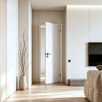 Porte intérieure en bois massif à cadre fin blanc pur, minimaliste, insonorisée, plate, pour chambre à coucher, sur mesure pour maison de style crème