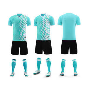 Wholesale OEM Custom Unisex <b>Soccer</b> Jersey Sets V-neck Short Sleeve Heat-Transfer Printed 100% Polyester Breathable - Product Image 5