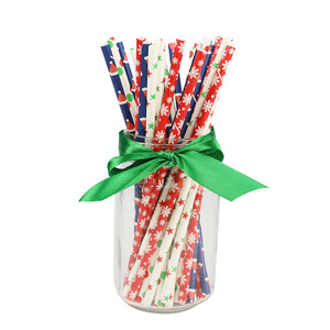Christmas <b>Paper</b> Straws Disposable <b>Biodegradable</b> Decorative For Parties And Beverages - Product Image 4