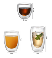 Verrerie en gros tasses à café en verre résistant à la chaleur tasse en verre transparent à double paroi tasse en verre sans poignée
