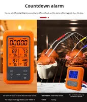 Termometer Makanan Digital Nirkabel Empat-Pin Tahan Air untuk Dapur Rumah Tangga, Indikator Suhu Daging