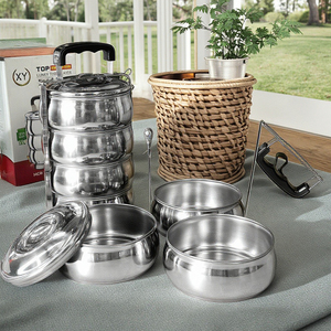 Thép không gỉ Hộp Ăn Trưa cách nhiệt tiffin nhiều lớp Đóng gói hộp 2/3/4 lớp vòng hình dạng thực phẩm lưu trữ heatable tiffin hộp - Product Image 4