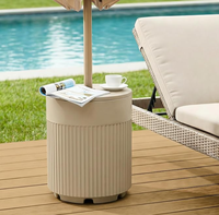 Base de parasol d'extérieur avec table et glacière, table d'appoint en faux bois pour patio, bord de piscine