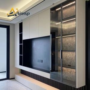 Aimsp, nuevo diseño minimalista, Unidad de pared de madera, soporte de Tv, diseño moderno de gabinete de Tv de lujo para juego de muebles personalizado - Product Image 2