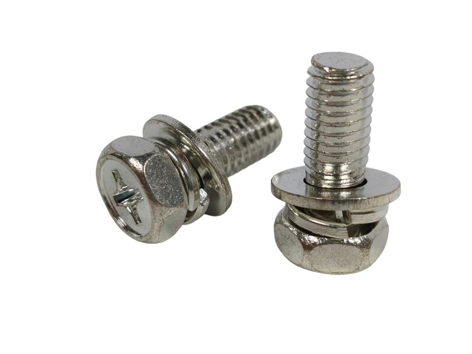 Brass Plated Tin Coated SEMS Machine Screws Cross Recessed External ...