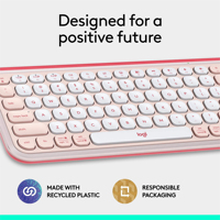 Teclado Mini Logitech POP Icon Keys, Plástico Rosa, Compacto, de Perfil Bajo, Teclas Personalizadas para PC, Mac, Laptop, Oficina, Hogar