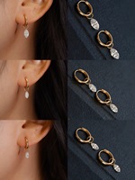 Lerca Boucles d'oreilles créoles en or massif 18 carats avec diamant de laboratoire marquise flottant, perçage laser, taille intérieure 6mm 9mm, pour femme, bijoux fins