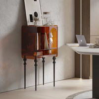 Bibliothèque moderne à 1 étagère en acrylique/bois marron avec cadre trempé-Meubles de rangement modulaires pour le salon