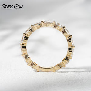 Bague unisexe vintage StarsGem en or massif 18 carats avec diamant de laboratoire DEF taille marquise 2,5*4 mm (1,23 carats au total) plaqué rhodium - Product Image 5