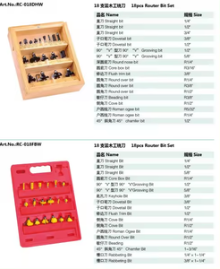Juego de brocas para enrutador de carpintería RCT con vástago de 1/4 pulgadas, 18 Uds., precio barato, fresa de madera con revestimiento compatible con OEM - Product Image 6