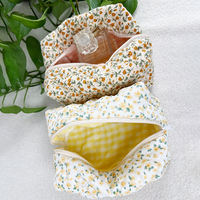 Offre Spéciale mignon voyage femmes léger bleu vichy pochette de maquillage petit sac cosmétique en coton Floral