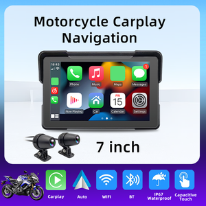 Lecteur multimédia GPS de navigation Android Auto sans fil LELV Mt7001, écran tactile étanche IPX7 pour motos, écran CarPlay - Product Image 1