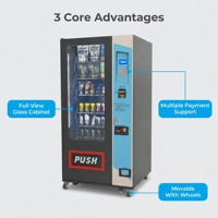 Distributeur automatique réfrigéré de collations et de boissons, à monnayeur multi-dénomination avec remboursement, équipé d'un compresseur importé