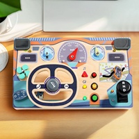 Juguetes Educativos Sensoriales Montessori, Volante de Madera, Tablero de Actividades Unisex para Niños, Simulación de Experiencia de Conducción Real