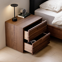 Table de chevet moderne couleur noyer, commode à tiroirs, meuble de chevet artistique en bois massif de style mid-century, mini armoire de rangement pour chambre à coucher