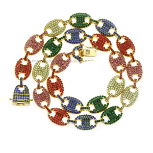 Collar de Cadena para Hombre con Colgante de Nariz de Cerdo, con Incrustaciones de Granos de Café y Diamantes de Colores, Estilo Hipster Tanjing - Product Image 1