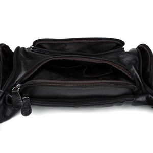 <span class=keywords><strong>Riñonera</strong></span> de Cuero Genuino <span class=keywords><strong>Negra</strong></span> de Gran Capacidad, Ajustable, con Logotipo Personalizado OEM ODM, para Hombre - Product Image 6