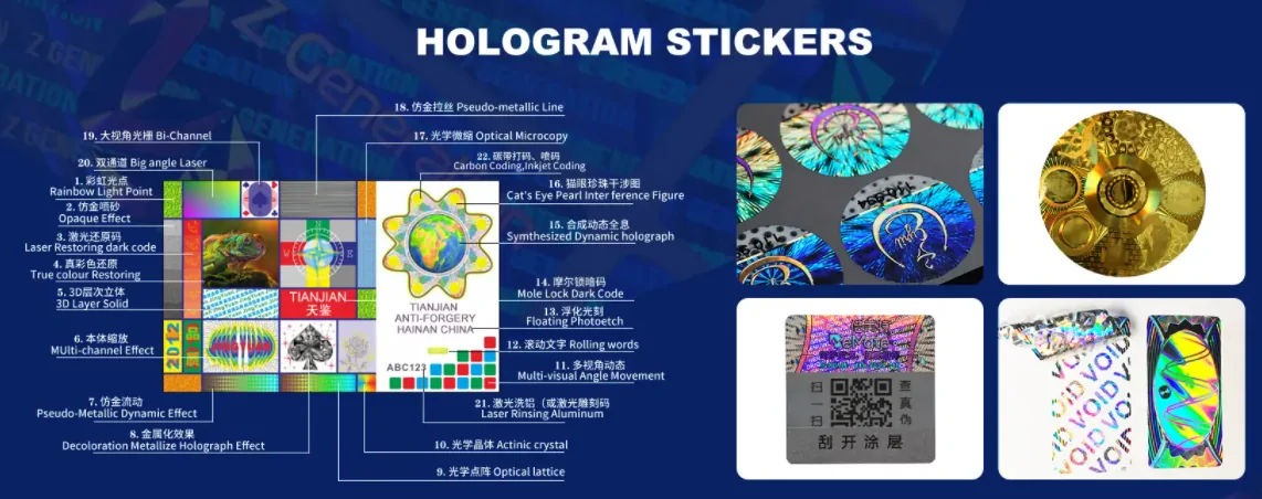 Hologram Label Anti Counterfeiting Tamper evident 3D PET laser Adhesive Sticker