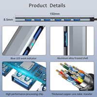 铝制 7 端口 USB 3.0 集线器 多端口 USB 分配器扩展器 适用于笔记本电脑摄像头 耳机 硬盘驱动器