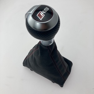 Perilla de palanca de cambios con agujero de panal para <span class=keywords><strong>Audi</strong></span>, pomo de palanca de cambios con ajuste de arranque DSG Stronic, líneas negras y rojas, cubierta de polvo para <span class=keywords><strong>Audi</strong></span> - Product Image 2