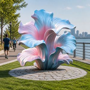 Escultura de Arte Floral Abstracto Urbano de Acero Inoxidable Pulido para Entrada de Oficina Comercial - Product Image 4