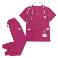 42162 Ensembles d'uniformes médicaux bleu marine en Spandex Nylon, Vêtements en gros pour femmes, Collection Automne