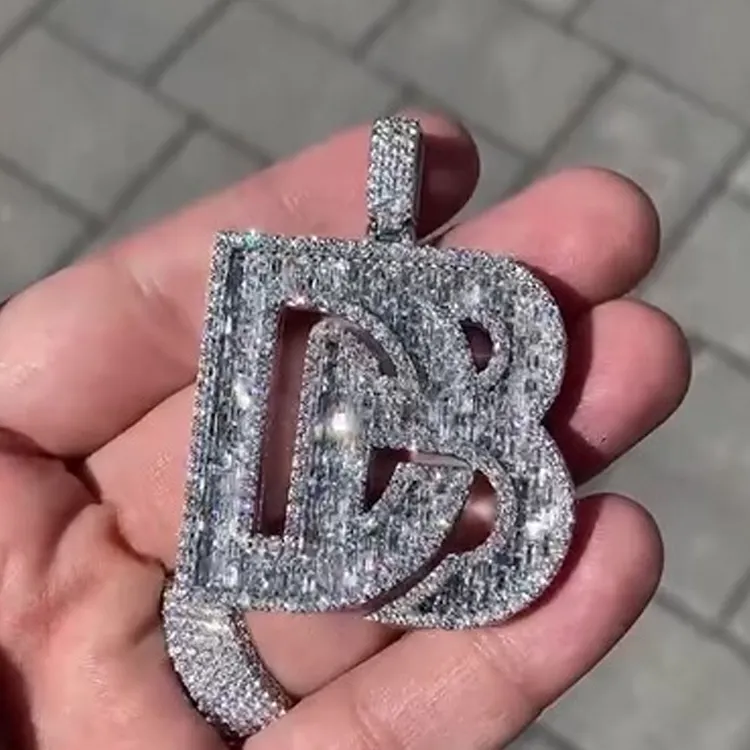 Pass diamond tester 925 Sterling Silver VVS Diamond Moissanite Luxury Iced Out Hip Hop Jewelry Custom Letter Pendant