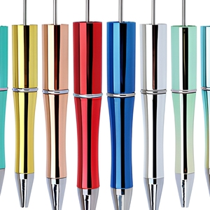 Venta al por mayor de fábrica: Bolígrafos de plástico con cuentas y acabado UV, con barriles chapados <span class=keywords><strong>en</strong></span> colores degradados, bolígrafos DIY con cuentas - Product Image 5