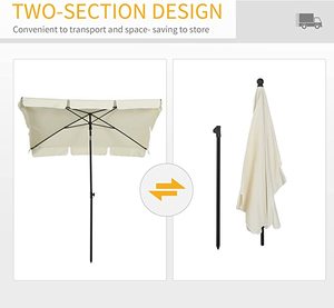 Sombrilla Rectangular de 200x 125cm para jardín, paraguas con UV50, para balcón, gran oferta - Product Image 3