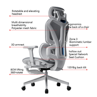 Chaise de bureau ergonomique à dossier haut pivotante en mesh, chaise de direction avec support lombaire massant et accoudoirs 4D